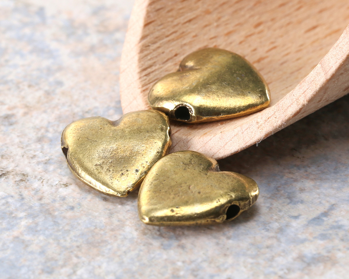 Mykonos Antique Brass (plated) Heart Focal Bead 19mm