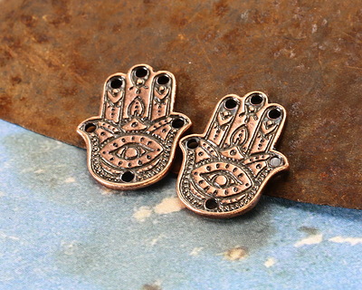 TierraCast Antique Copper (plated) Hamsa Hand Focal Link 17x21mm