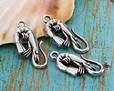 Antique Silver (plated) Shrimp Pendant 11x23mm