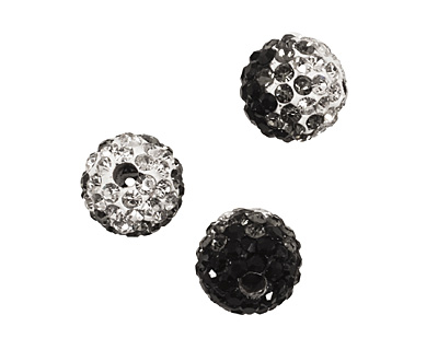 Jet/Crystal Ombre Pave Round 8mm