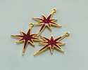 24K Gold (plated) w/ Cherry Red Glitter in Resin Bethlehem Star Pendant 21x30mm