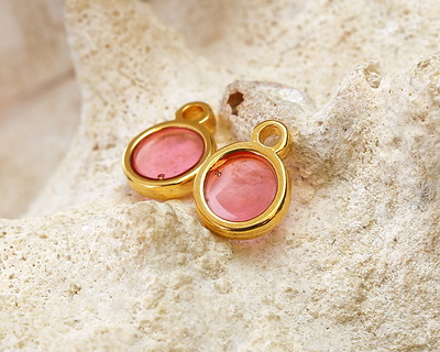 24K Gold (Plated) Transparent Rose Resin Round Focal 8x11mm