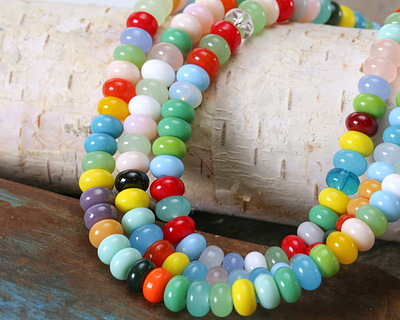 Multi-Colored Glass Rondelle 5x8mm