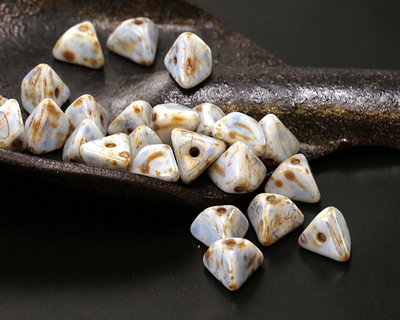 Czech Glass Luster Ice Blue Picasso Half Pinch Bead 4x7mm