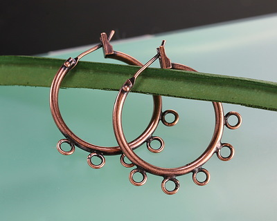 Antique Copper (plated) Hoop Earring w/ 5 Loops 28mm