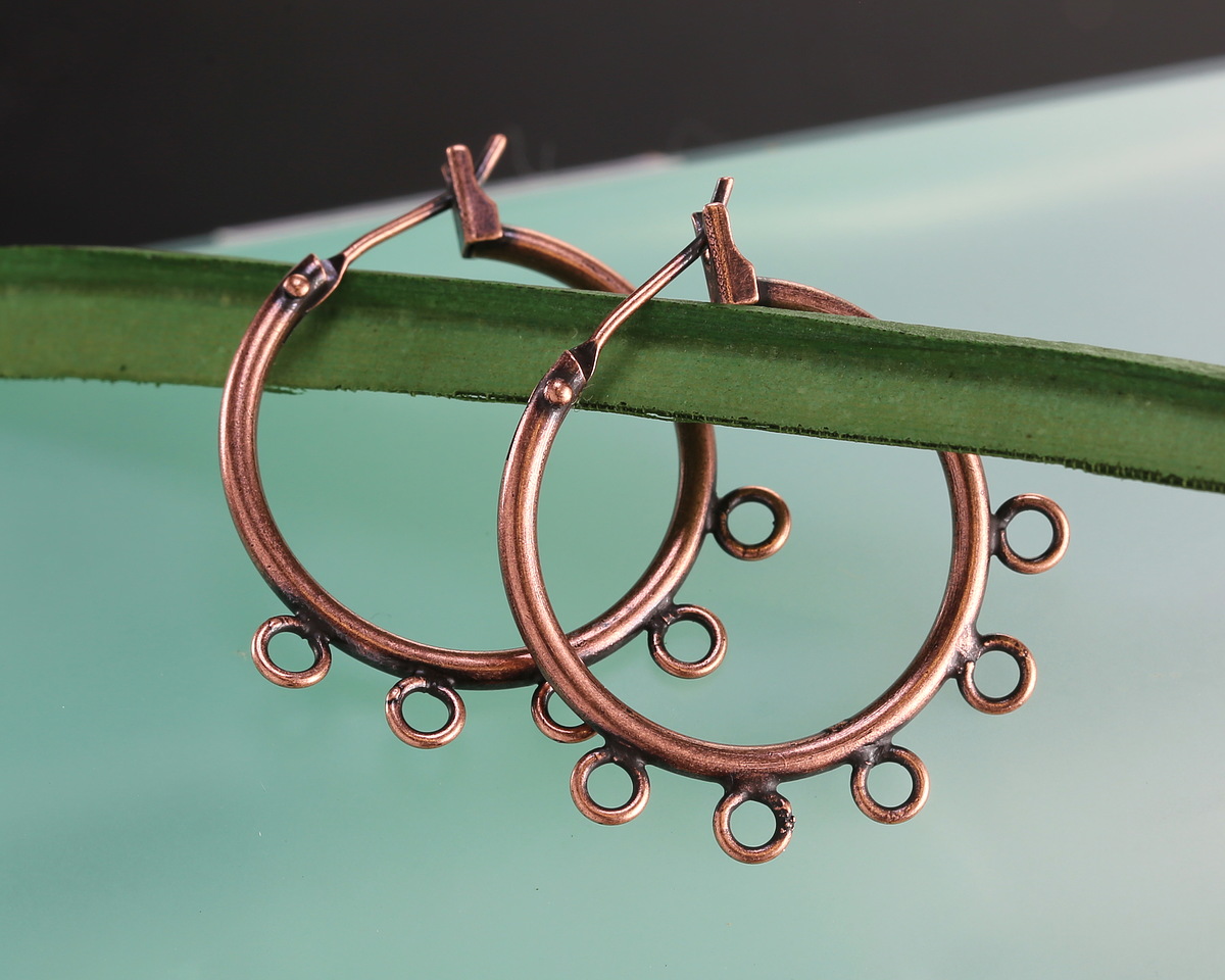 Antique Copper (plated) Hoop Earring w/ 5 Loops 28mm