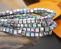 Czech Glass Antique Silver AB Cube 4mm