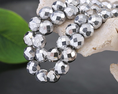 Czech Glass Antique Silver Fire Polished Round 8mm