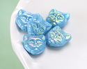 Czech Glass Turquoise AB Cat Head 12mm