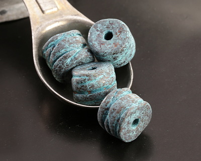 Mykonos Metalized Ceramic Copper Patina Textured Barrel 11x14mm