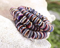 Czech Glass Textured Jet w/ Metallic Rainbow Heishi 4x8mm
