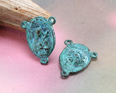 Mykonos Antique Copper (plated) Patina "Terra Santa" Rosary Focal Link 13x17mm