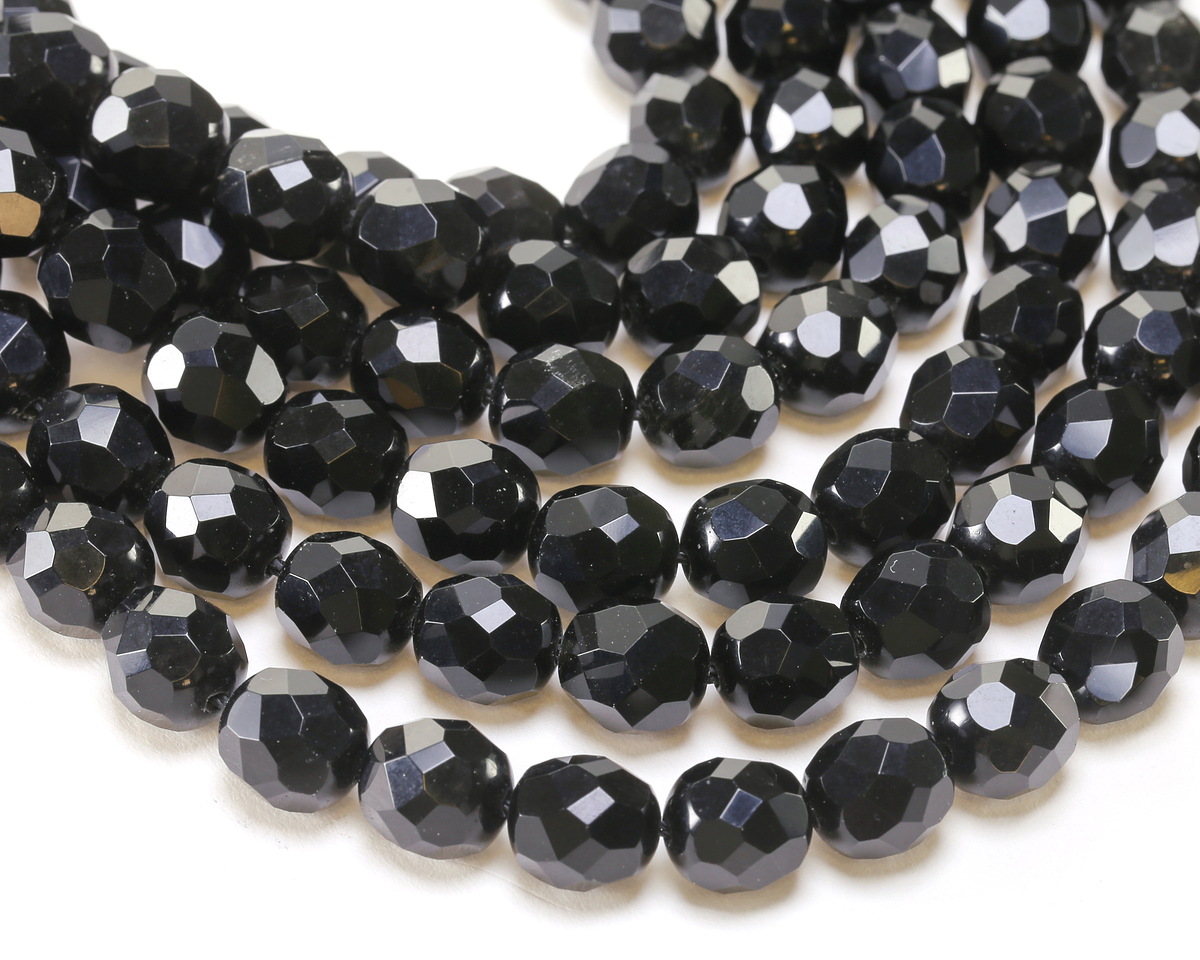 Black Obsidian Microfaceted Egg Nugget 10x9mm