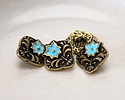 TierraCast Antique Brass (plated) Light Sky Blue Enamel Flower Square Button 14x15mm