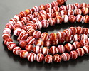 Brick Red & White Swirl Lampwork Glass Round 10mm