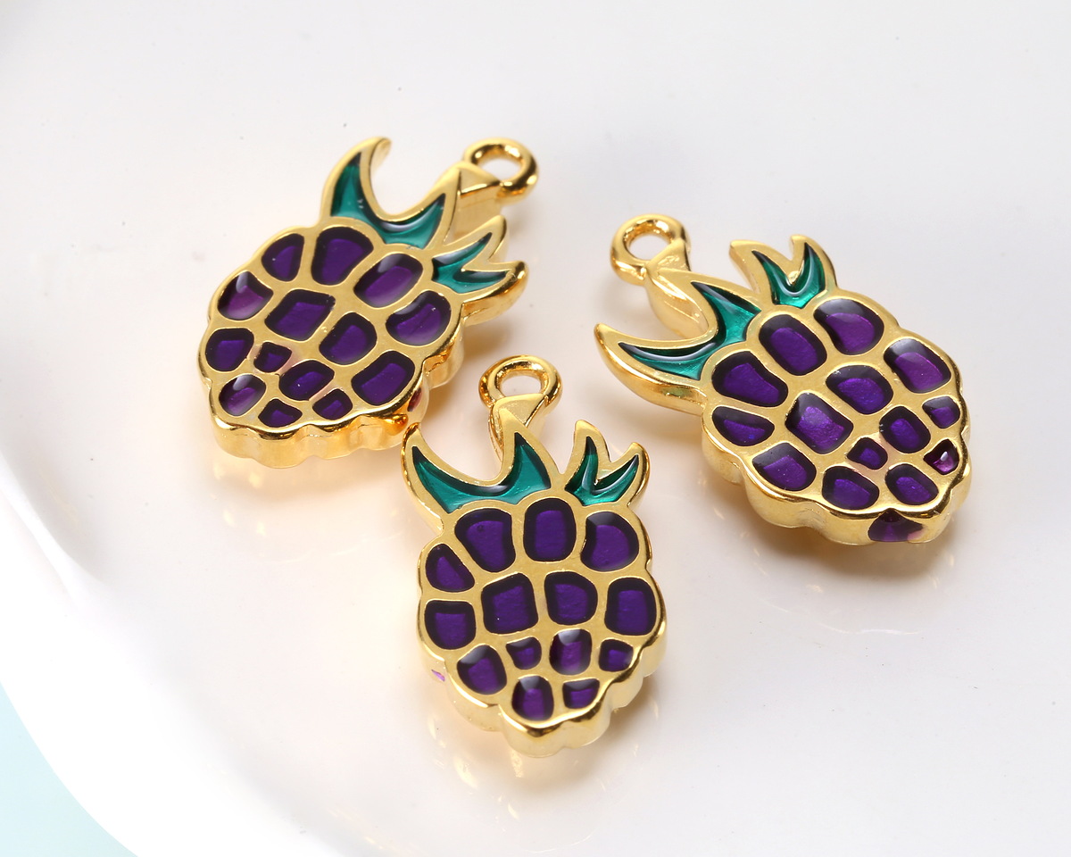 24K Gold (plated) Enameled Blackberry Focal 10x21mm