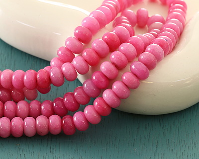Hot Pink Agate Rondelle 5x8mm