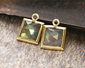 Labradorite w/ Gold Finish Faceted Square Focal 10x13mm
