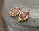 Strawberry Quartz w/ Gold Finish Faceted Teardrop Focal 10x12mm