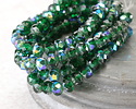 Czech Glass Emerald AB w/ Silver Rondelle 3x5mm