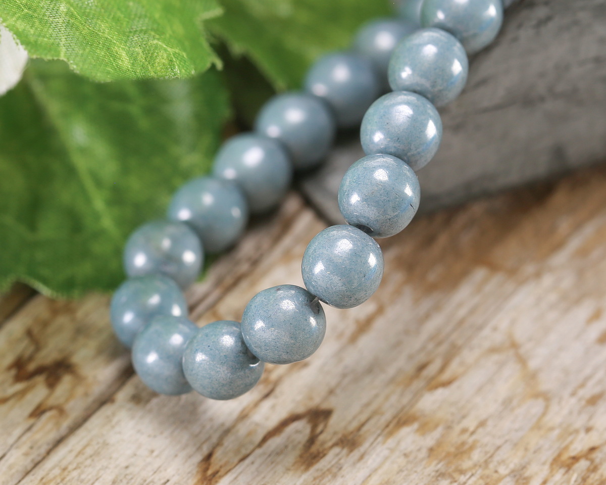 Czech Glass Lustered Denim Blue Round Druk 6mm