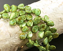 Czech Glass Green Stone w/ Bronze Luster Flat Teardrop 8x11mm