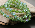 Czech Glass Matte Peridot AB w/ Metallic Green Faceted Melon Round 6mm