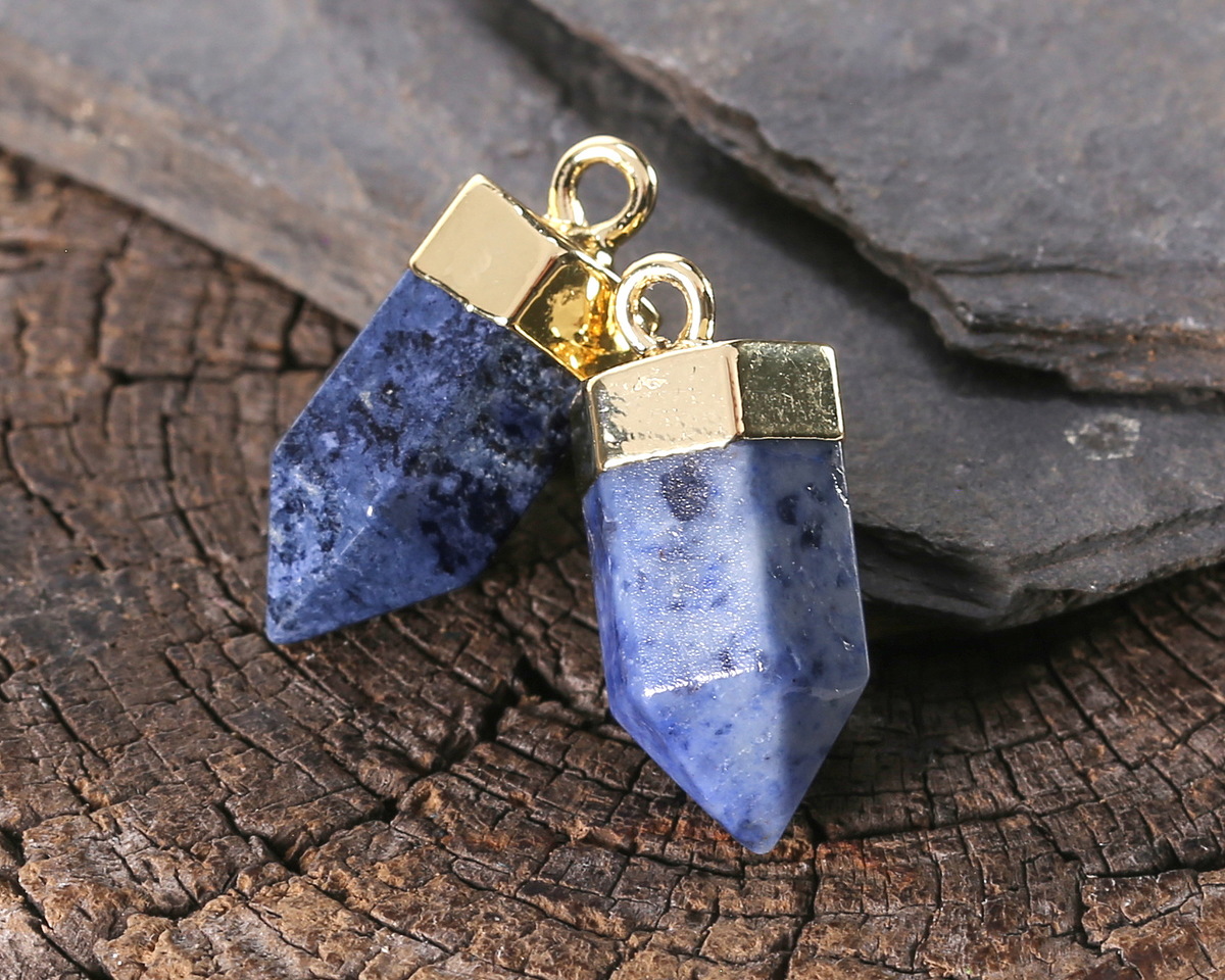 Dumortierite Point w/ Gold Finish 8x16mm