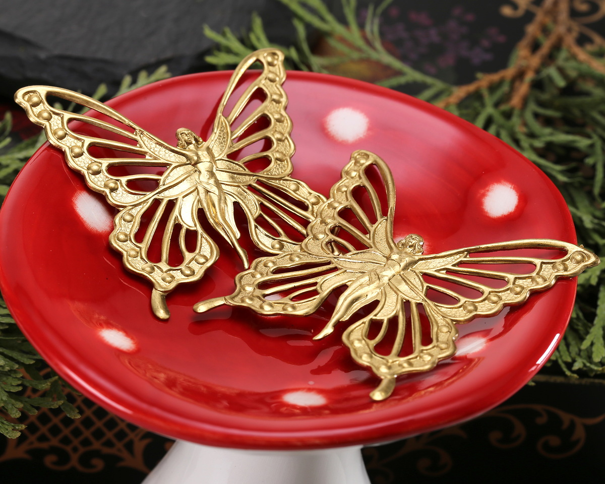 Vintaj Solid Brass Butterfly Pixie Maiden Focal 56x54mm