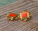 24K Gold (plated) Hyacinth Enamel Beaded Square Focal Link 15x14.5mm