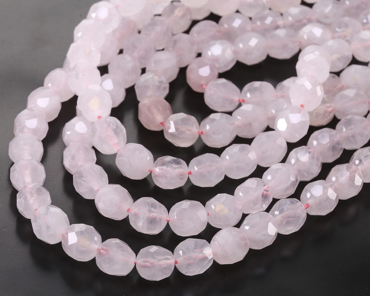 Rose Quartz Microfaceted Egg Nugget 10x9mm