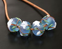 Grace Lampwork Matte Magnolia Mist Rondelle 10x16mm