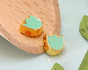 24K Gold (plated) Sweet Mint Enamel Tulip Bead 7.5x9mm