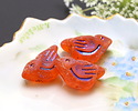 Czech Glass Matte Tangerine w/ Rainbow Metallic Bird 11x22mm