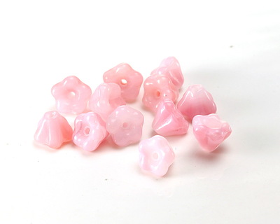 Czech Glass Strawberries & Cream Bellflower 5x6mm