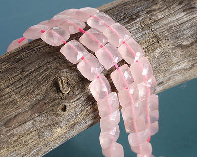 Madagascar Rose Quartz (A) Microfaceted Square 8mm