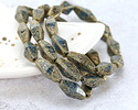 Czech Glass Textured Pacific Blue w/ Gold Rhombus 14x7mm