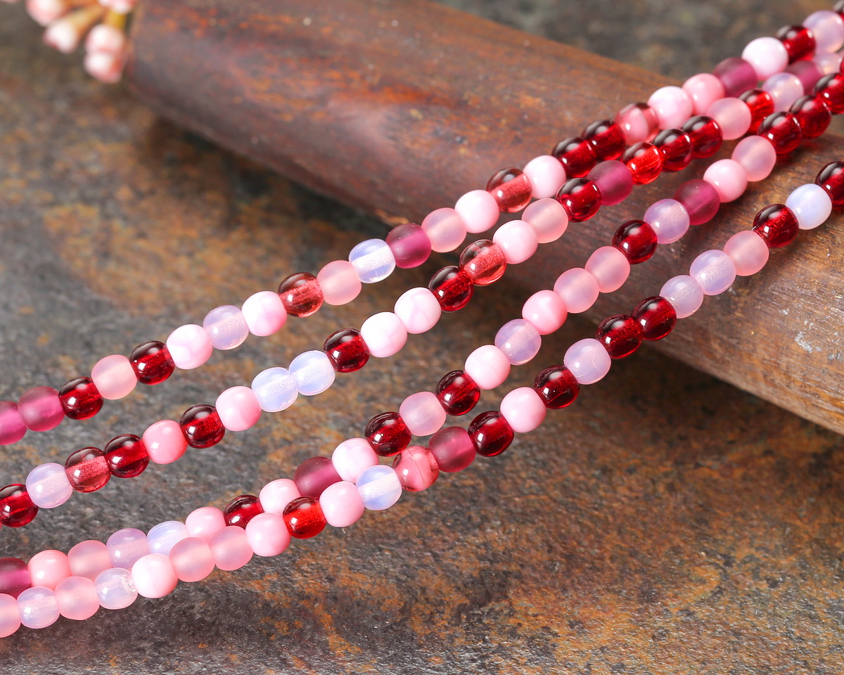 Czech Glass Cupid Mix Round Druk 4mm