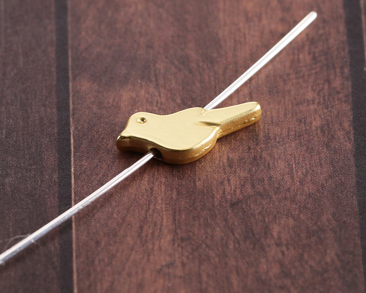Satin Hamilton Gold (plated) Bird Bead 16x6mm
