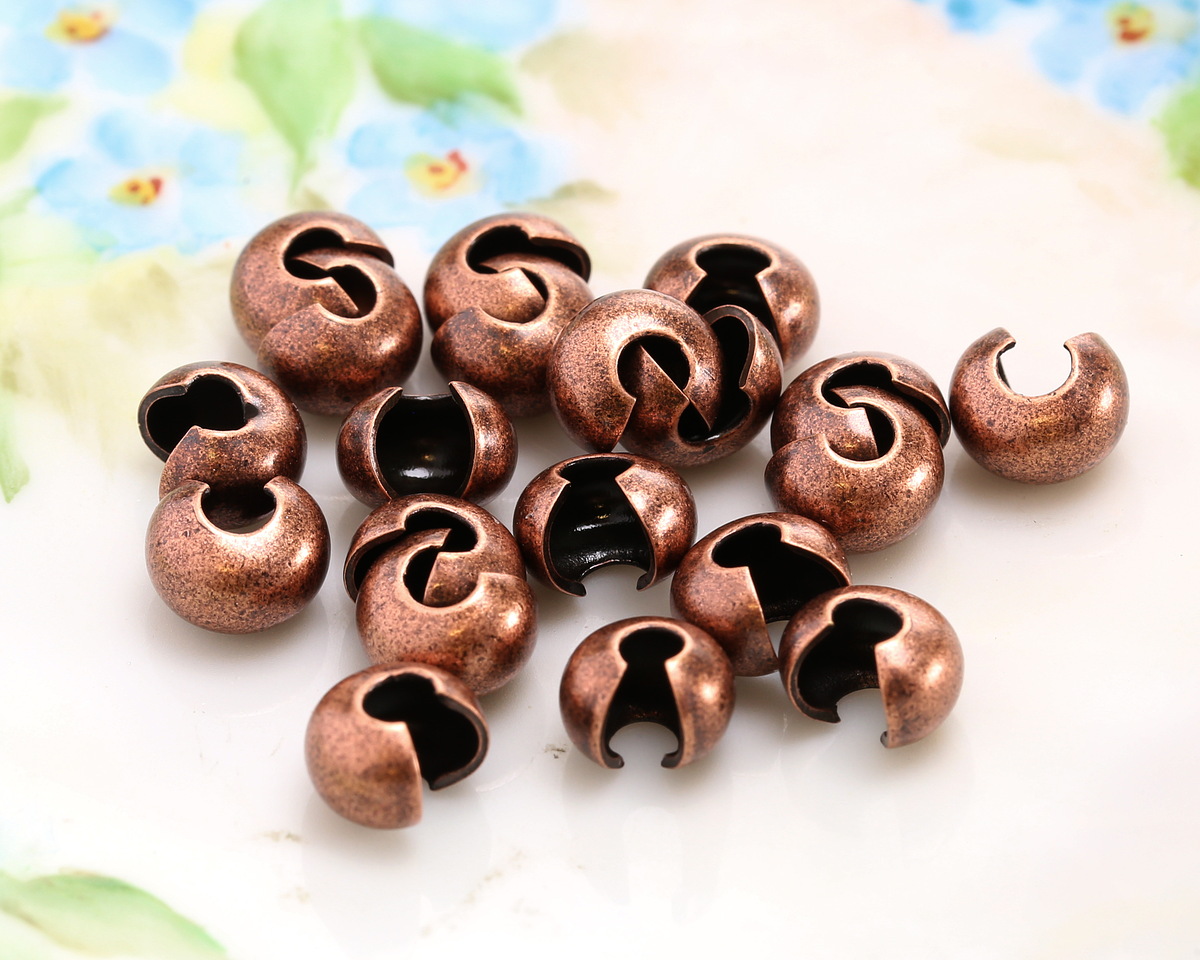 Antique Copper (plated) Crimp Cover 6mm
