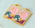 24K Gold (plated) Colorful Enamel Large Tarot Card Focal 26x46mm