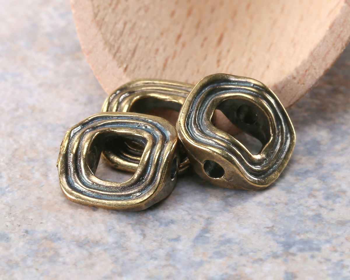 Mykonos Antique Brass (plated) Ribbed Openwork Square Frame 13mm