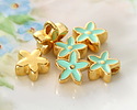 24K Gold (plated) Sweet Mint Enamel Flower Bead 11mm