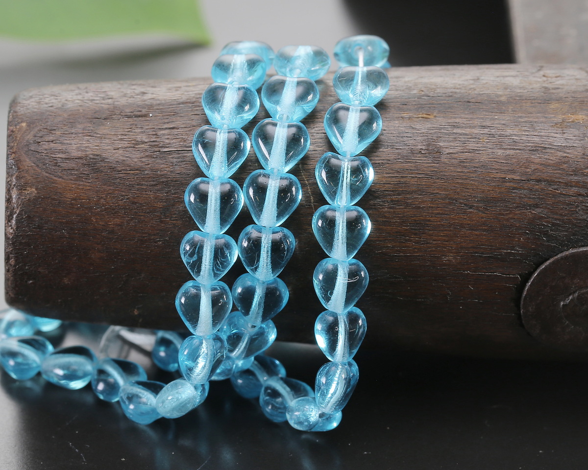 Czech Glass Aquamarine Small Heart 6mm