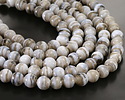 Silver & White Swirl Lampwork Glass Round 10mm