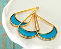 24K Gold (Plated) Transparent Turquoise Resin Openwork Teardrop Focal 24x42mm