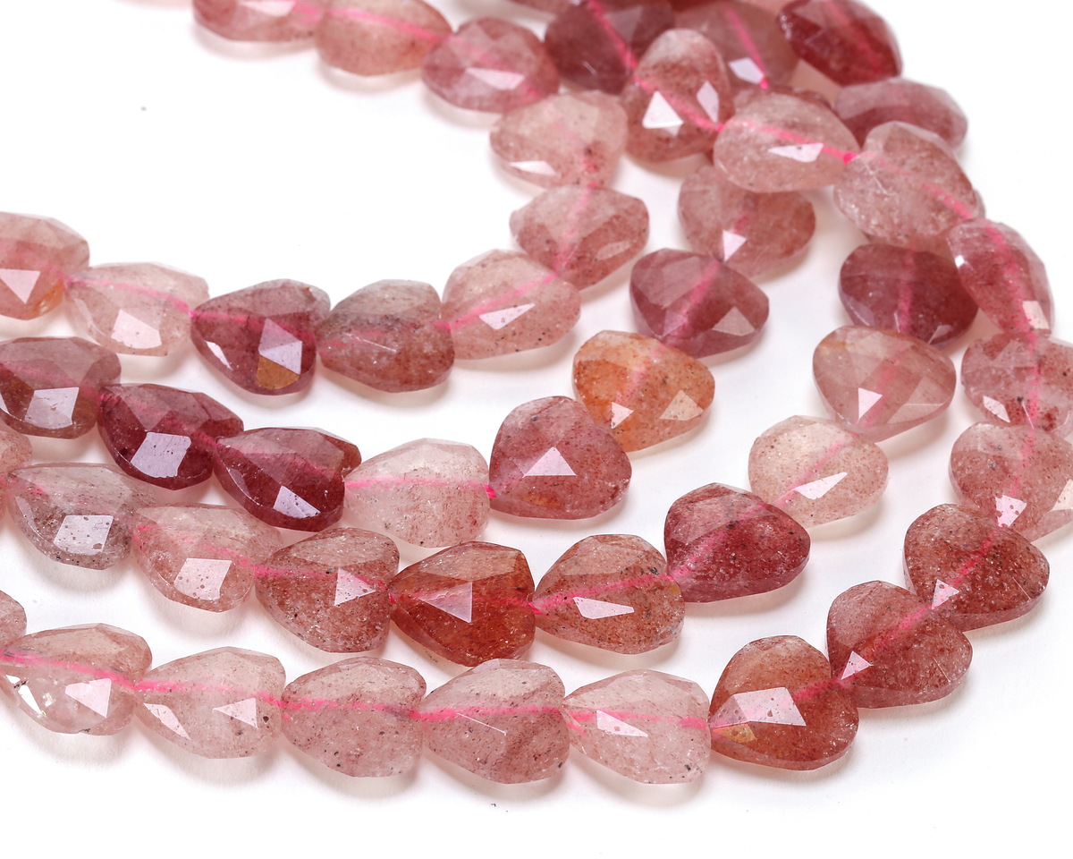 Strawberry Quartz Microfaceted Heart 13-14mm