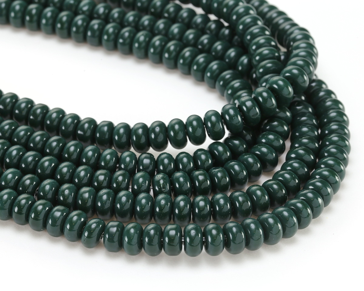 Forest Green Glass Rondelle 5x8mm