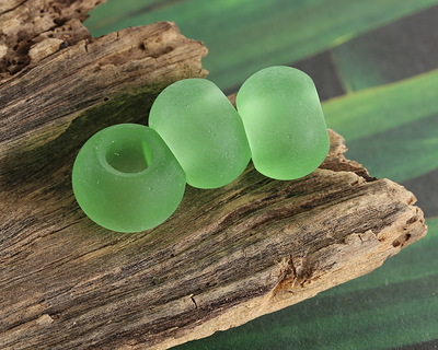 Peridot Beach-Style Glass Large Hole Rondelle 14x10mm
