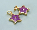 18k Gold (plated) Glitter Orchid Enamel Star Focal 11.5x13mm